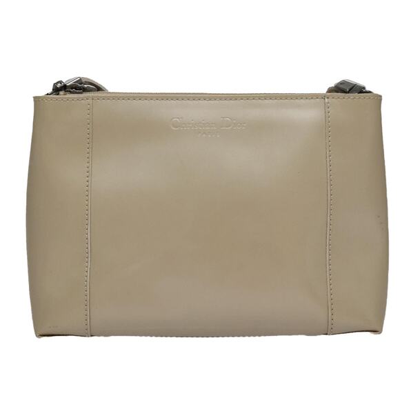 DIOR Shoulder Bag Patent Leather Beige Silver - Picture 1 of 16